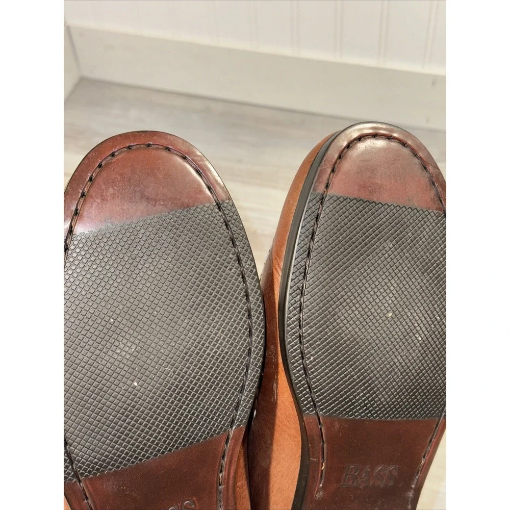 Bass Bennett Mens Sz 10 Shoes Brown Leather Slip On Casual Tassel Penny Loafers